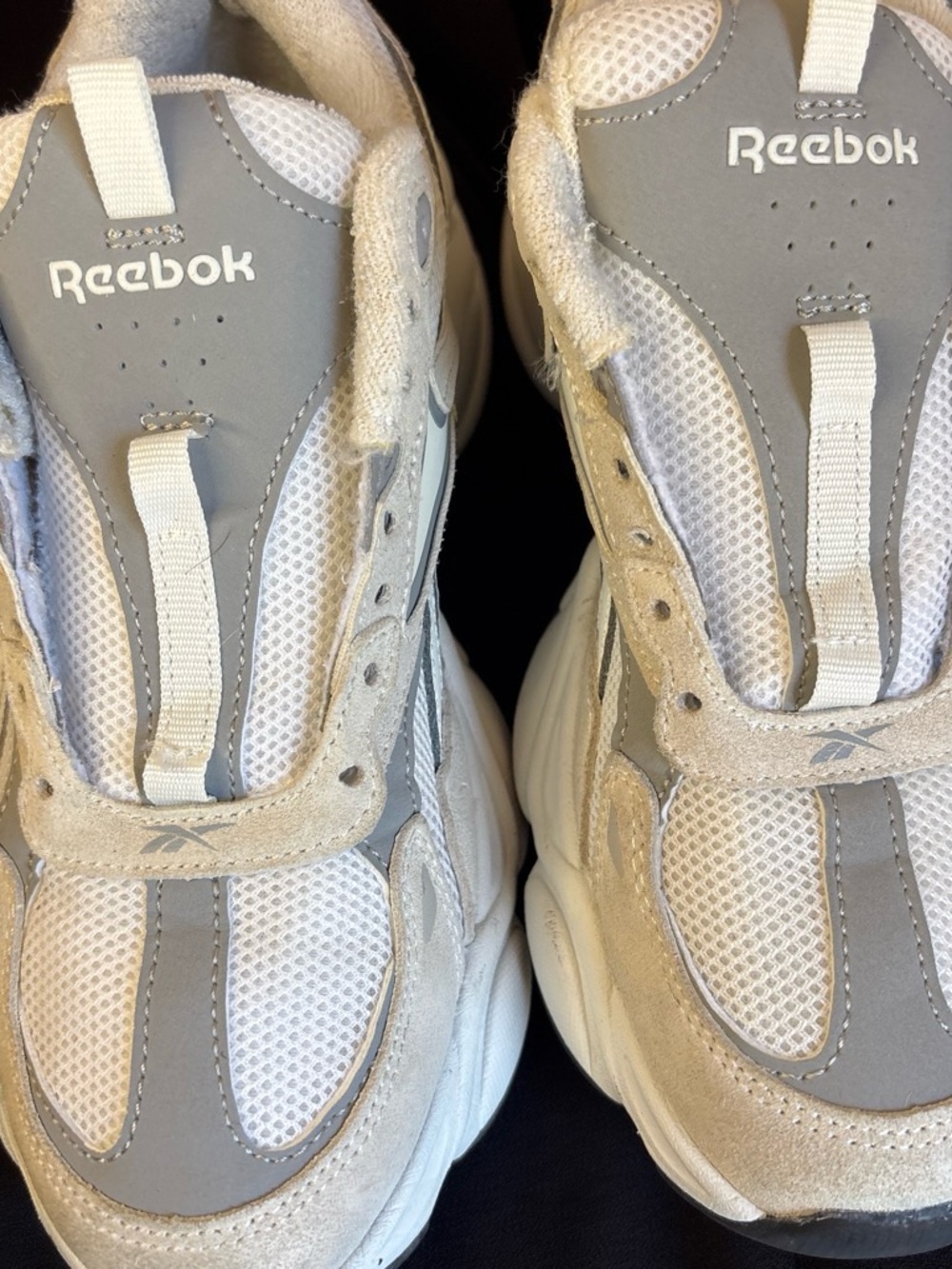 Reebok Kids White and Gray Mesh & Suede Sneakers
